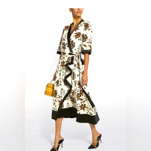NWT Tory Burch New Ivory Sacred Floral Silk Printed Wrap Dress Size 12